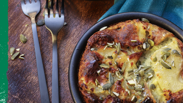 CLAFOUTIS DE POIRE AUX GRAINES DE COURGE