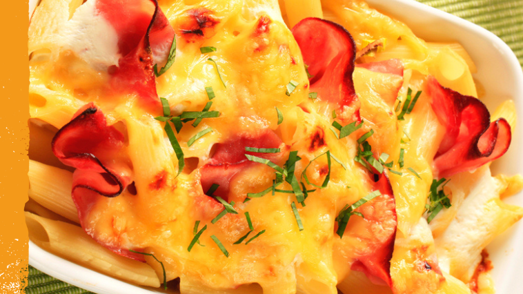 GRATIN DE PENNE JAMBON VACHE QUI RIT