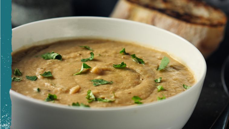 SOUPE DE LENTILLES VERTES RICOTTA PERSIL