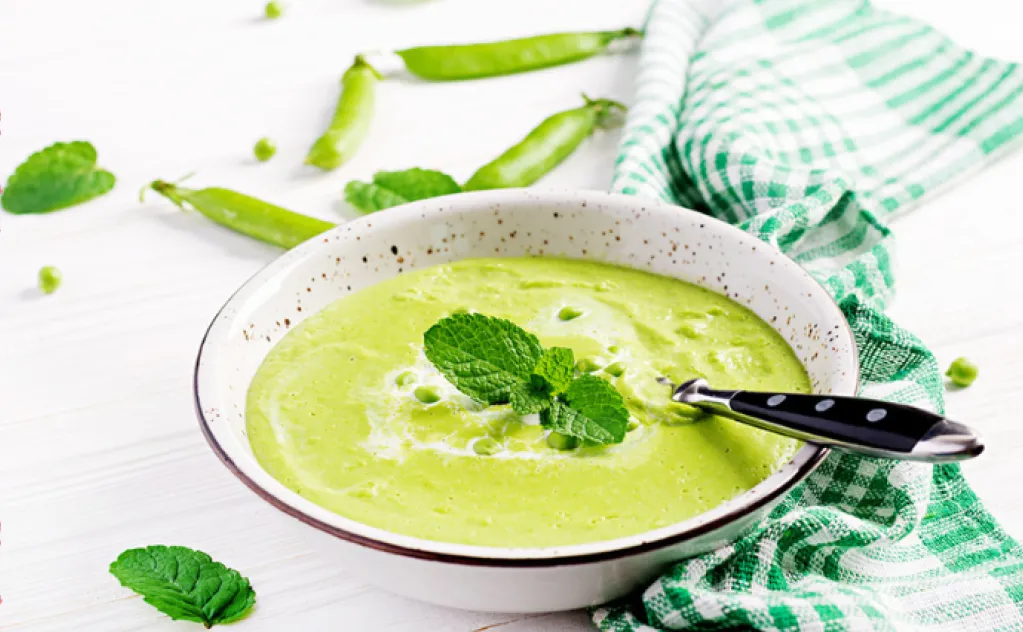 CRÉMEUX DE PETITS POIS À LA MENTHE