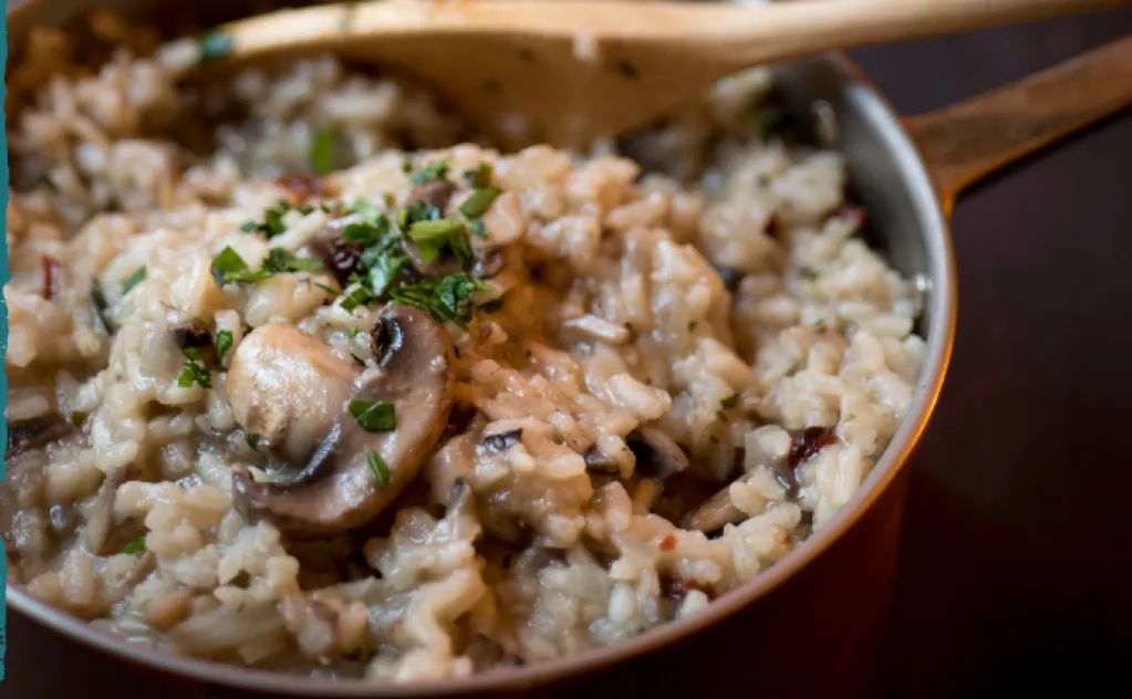 RISOTTO AUX CHAMPIGNONS ET PARMESAN AOP