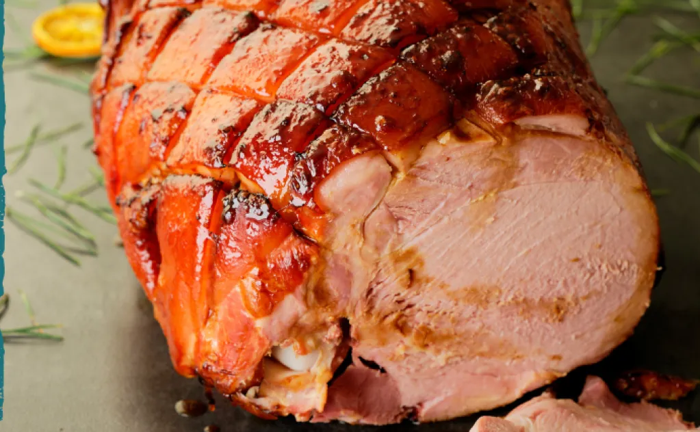 JAMBON DE NOËL LAQUÉ ORANGE GINGEMBRE CITRONNELLE