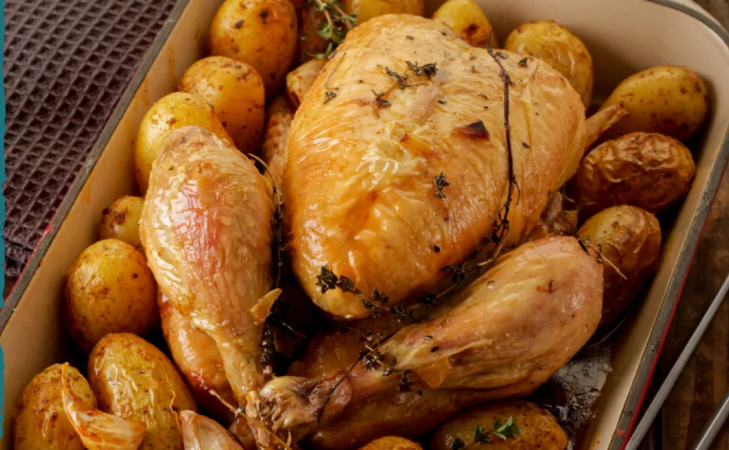 POULET RÔTI ET POMMES GRENAILLE